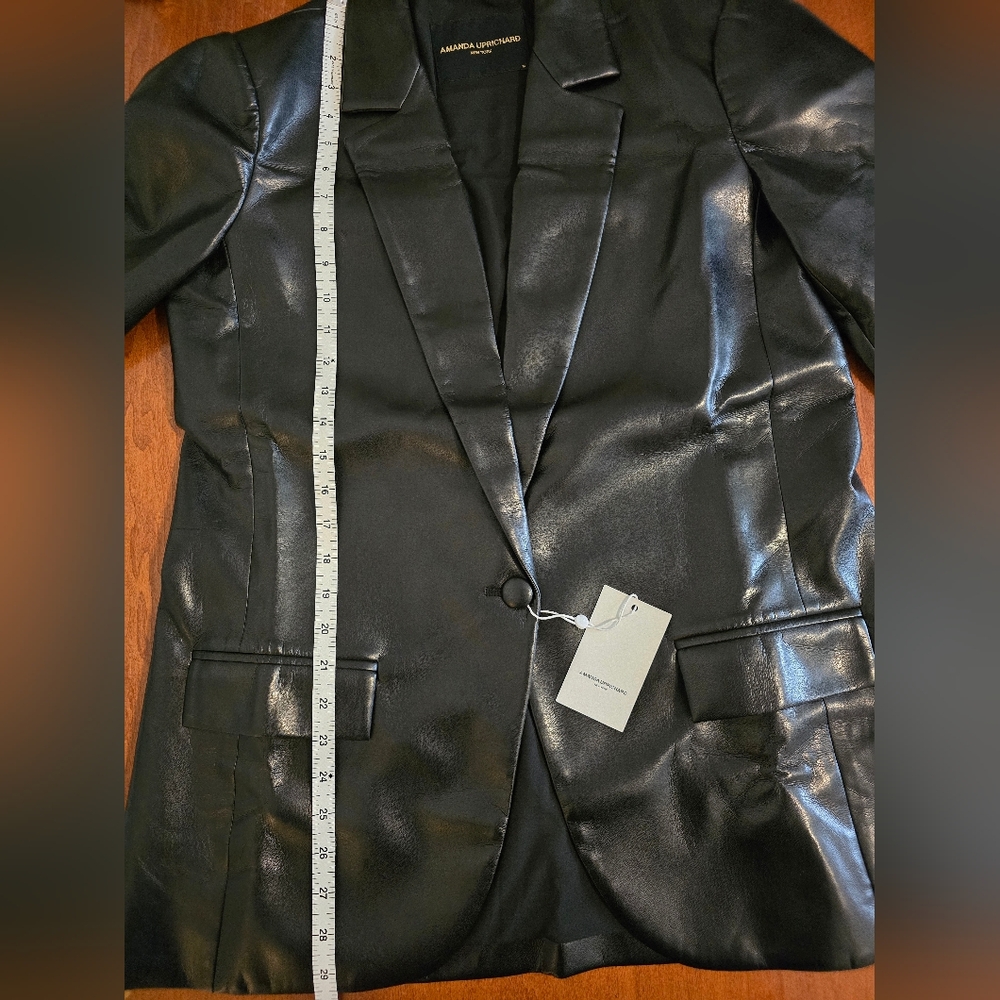 NEW Amanda Uprichard Black Soft Faux Leather "Grady" Jacket/Blazer - Sz Medium - Picture 9 of 12